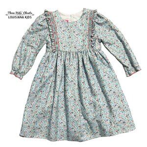 Claire & Charlie Sz 5 Blue Floral Smocked Ruffle Dress
